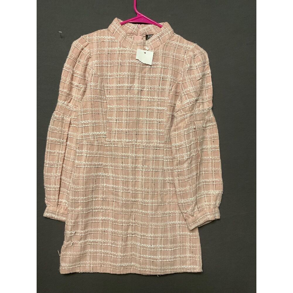 YOINS Women's Pink Plaid Dress Small 90% Polyester 10% Cotton NWT Office Wear